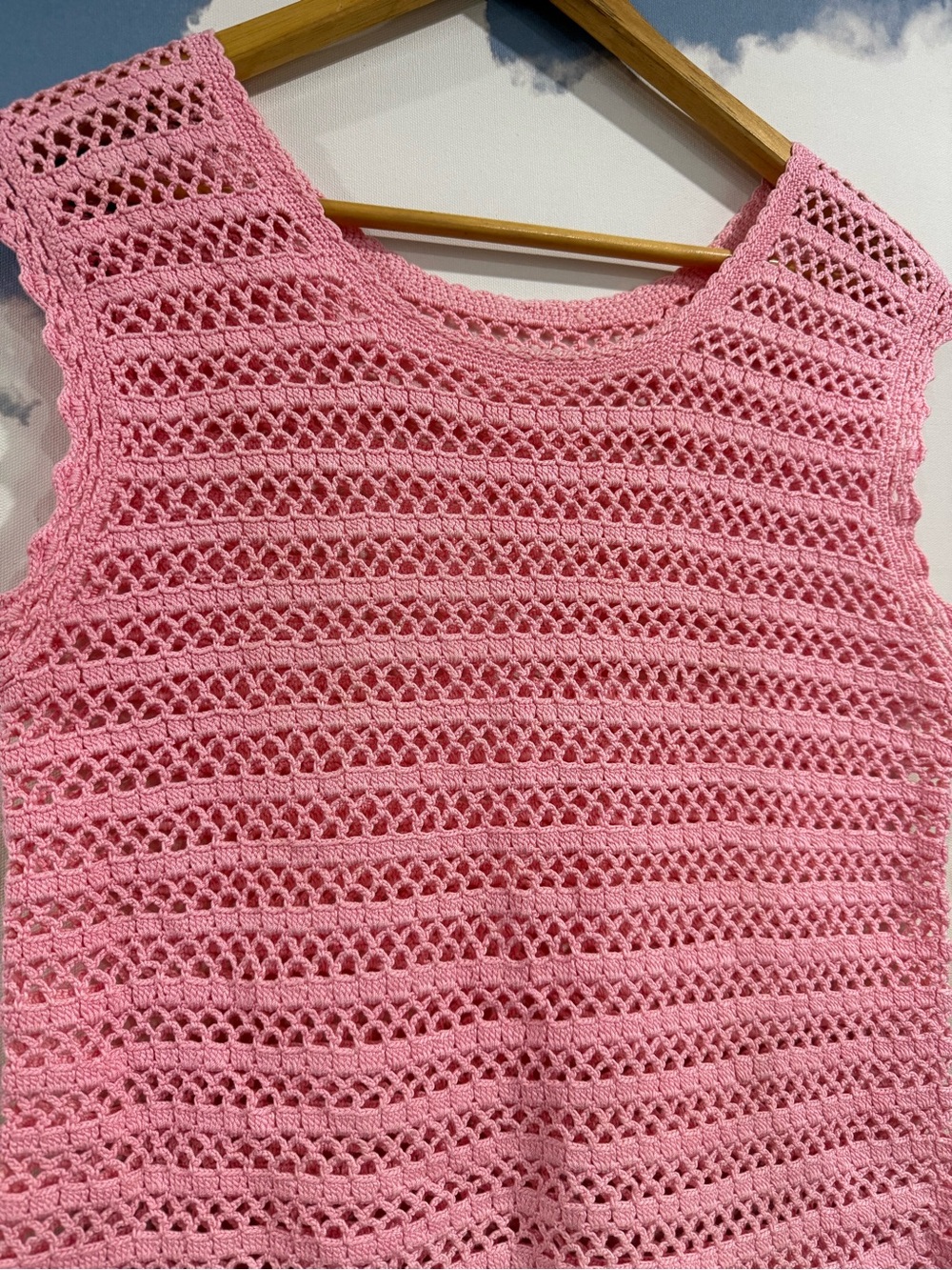 Pink Crochet Sleeveless Knit Top - Picture 3 of 9